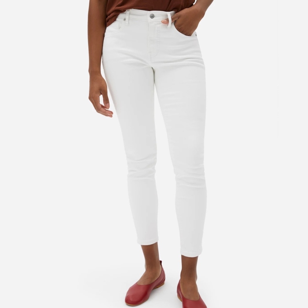 ✨NWT✨ EVERLANE The Authentic Stretch Mid Rise Skinny in White Sz 26 Tall - Picture 2 of 6